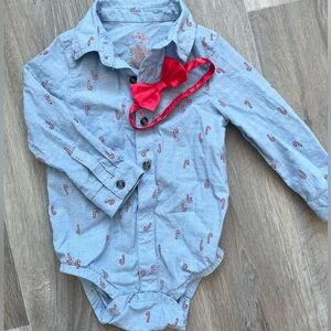 Cat & Jack Candy Cane Shirt & Bow tie